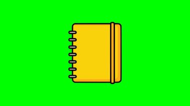 Çizgi film stili spiral kaplı sarı defter görüntüsü okula dönüş öğrenme materyalleri ve planlama için