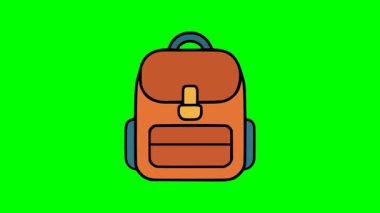 Ön kompartımanlı seyahat sırt çantasının düz tasarım çizimi ve minimal renkli vektör çizimi