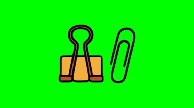 Üretkenlik organizasyonu ve belge işleme için ofis kırtasiyesi vektör klasörü ve ataç sembolleri