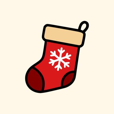 Geleneksel Noel çorabı kar tanesi desenli ve kış tatili için sıcak bej bileklikli festival dekorasyonlu.