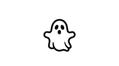 Çocuklar için komik hayalet karalama vektörü ideal Cadılar Bayramı el sanatları boyama sayfaları ve mevsimlik sanat eserleri