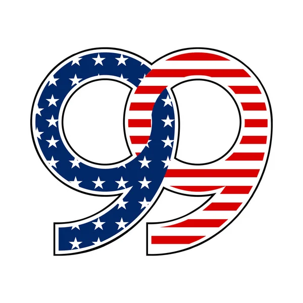 Siyah ve beyaz arkaplanlı Amerikan Bayrağı 99 Numara Vektör Sembolü