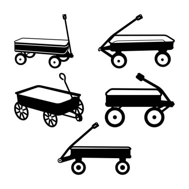 Kırmızı Oyuncak Arabaları, beyaz arka planda izole edilmiş kırmızı bahçe vagonu.