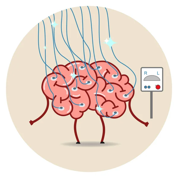 Brain Cartoon Brain Encephalogram Vector — Stock Vector