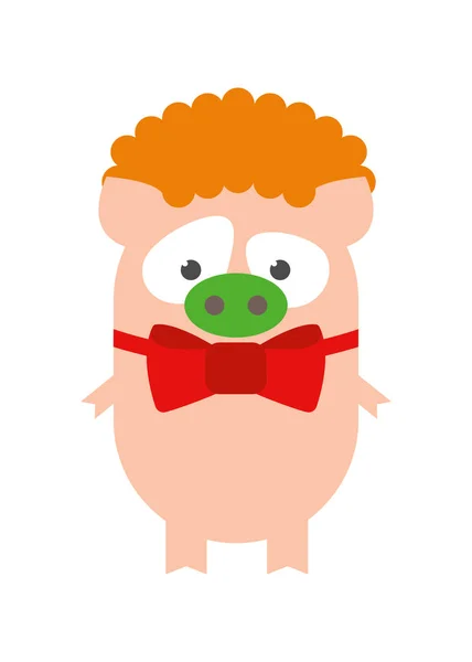Cochon Costume Clown Drôle Clown Cochon Caricature Vecteur — Image vectorielle