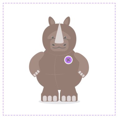 Gergedan, küçük komik gergedan, vektör