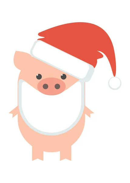 Cochon Père Noël Kalus Cochon Forme Père Noël Dans Chapeau — Image vectorielle