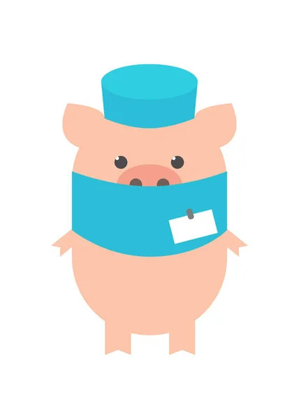 Médico Porco Cirurgião Porco Com Uma Máscara Desenhos Animados Vector — Vetor de Stock