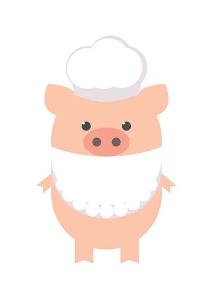 Cochon Cuisinier Funny Piggy Girl Chef Doré Dans Tablier Chapeau — Image vectorielle