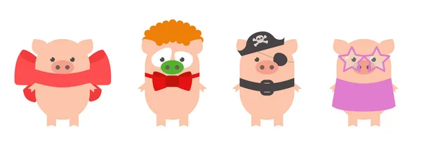 Pig Set Est Jour Férié Cochon Costume Carnaval Cochon Costume — Image vectorielle