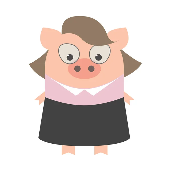 Professionnel Porc Femme Affaires Cochon Drôle Profession — Image vectorielle