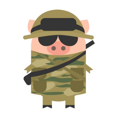 Domuz asker. Bir asker, bir meslek şeklinde bir domuz. Komik domuz