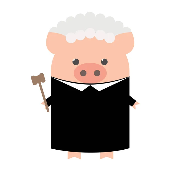Świnia Kostium Sędziów Zawodu Śmieszna Świnia Wektor — Wektor stockowy