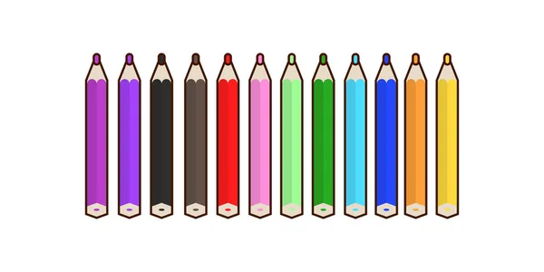 Un ensemble de crayons. Crayons multicolores. Vecteur — Image vectorielle