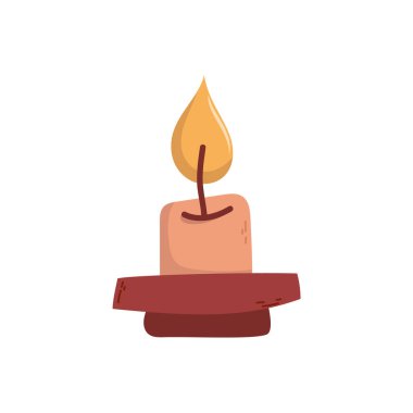 Yumuşak, parlak bir mum, sıcak ışık yayıyor ve sonbahar cazibesi, konfor, sakinlik ve yumuşak mevsimsel atmosferin sembolü.