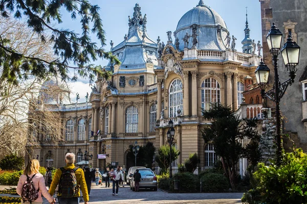 Budapeşte / Macaristan 19. Mart 2019 üzerinde fotoğraf Vajdahunyad castle 