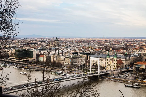 Budapest Ungheria Marzo 2019 Foto Ponte Elisabetta Sul Danubio — Foto Stock