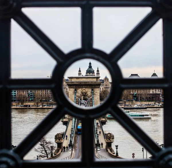 Budapest Ungheria Marzo 2019 Foto Ponte Secheni Sul Danubio — Foto Stock