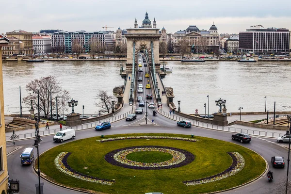 Budapeszt Węgry Marca 2019 Secheni Zdjęcie Mostu Dunaju — Zdjęcie stockowe