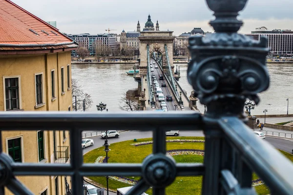 Budapest Magyarország Március 2019 Fénykép Secheni Híd Dunán — Stock Fotó