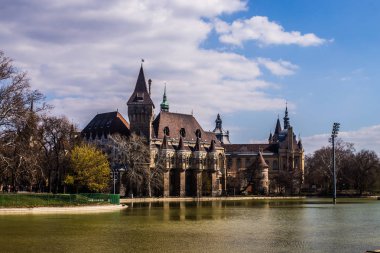 Budapeşte / Macaristan 19. Mart 2019 üzerinde fotoğraf Vajdahunyad castle 