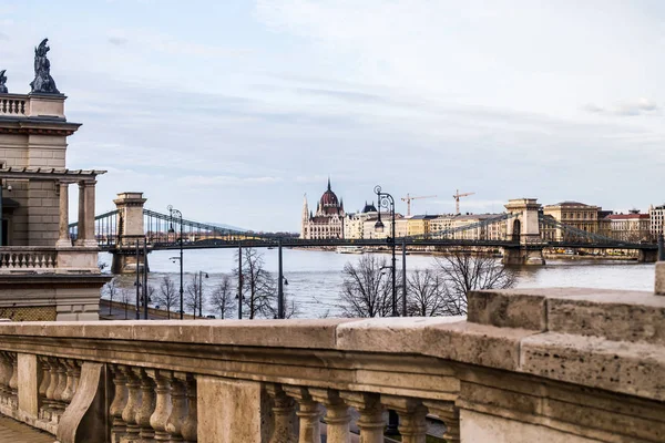 Budapest Ungheria Marzo 2019 Foto Ponte Secheni Sul Danubio — Foto Stock