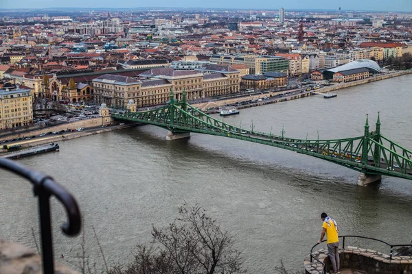 Budapest Magyarország Március 2019 Fénykép Szabadság Híd Dunán — Stock Fotó