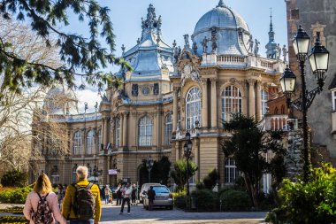 Budapeşte / Macaristan 19. Mart 2019 üzerinde fotoğraf Vajdahunyad castle 