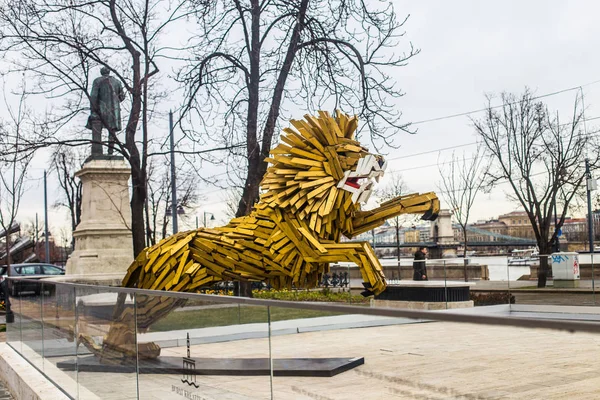 Budapeşte Macaristan Mart 2019 Aslan Heykeli Fotoğrafı — Stok fotoğraf