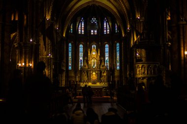 Budapeşte / Macaristan 19.Mart 2019 Matyash Kilisesi (Macarca. Mtys-templom) - Katolik Kilisesi