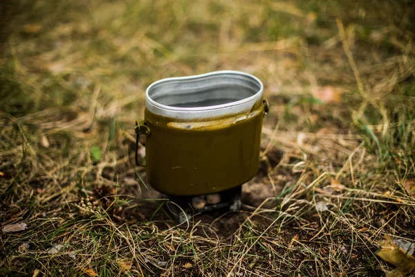 Water kettle on a camping / tourist stove