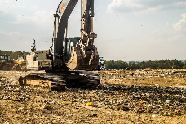 Kiev Ukraine September 2019 Photo Bulldozer Garbage Landfill Number — Stock Photo, Image