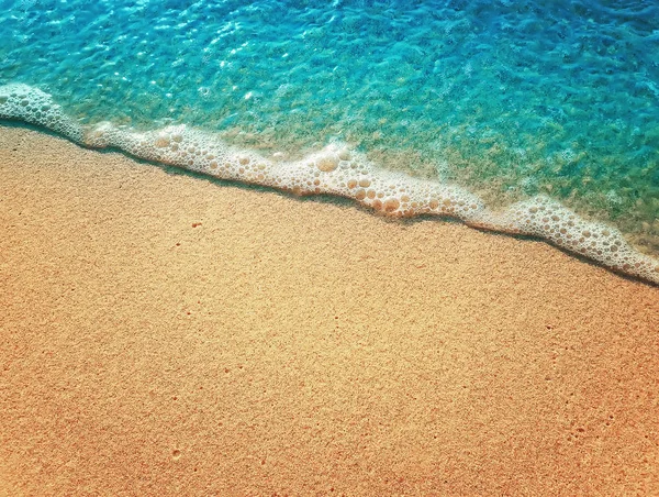 Zand Water Textuur Achtergrond Zachte Zee Schuim Wave Het Gouden — Stockfoto