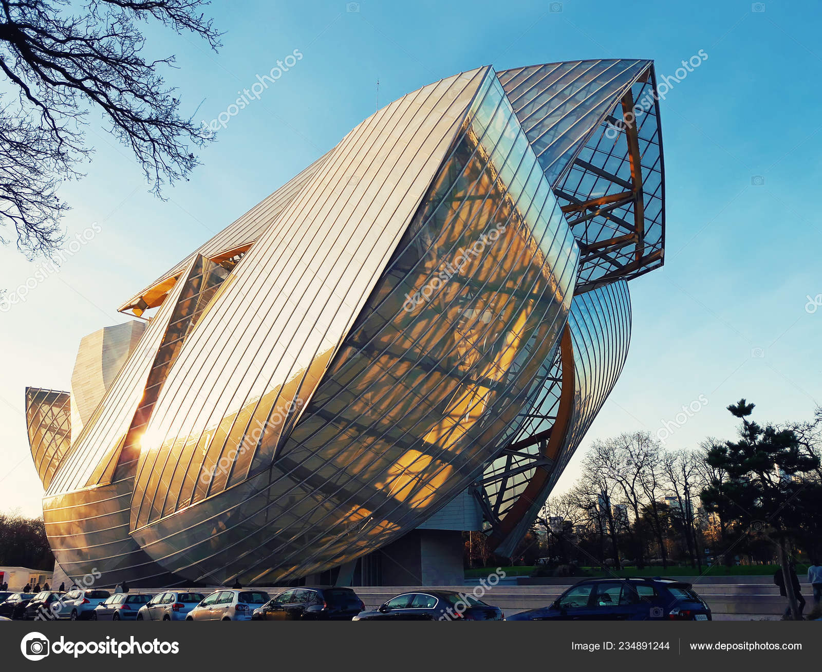 Interior of Louis Vuitton Foundation Art Museum Paris France Stock