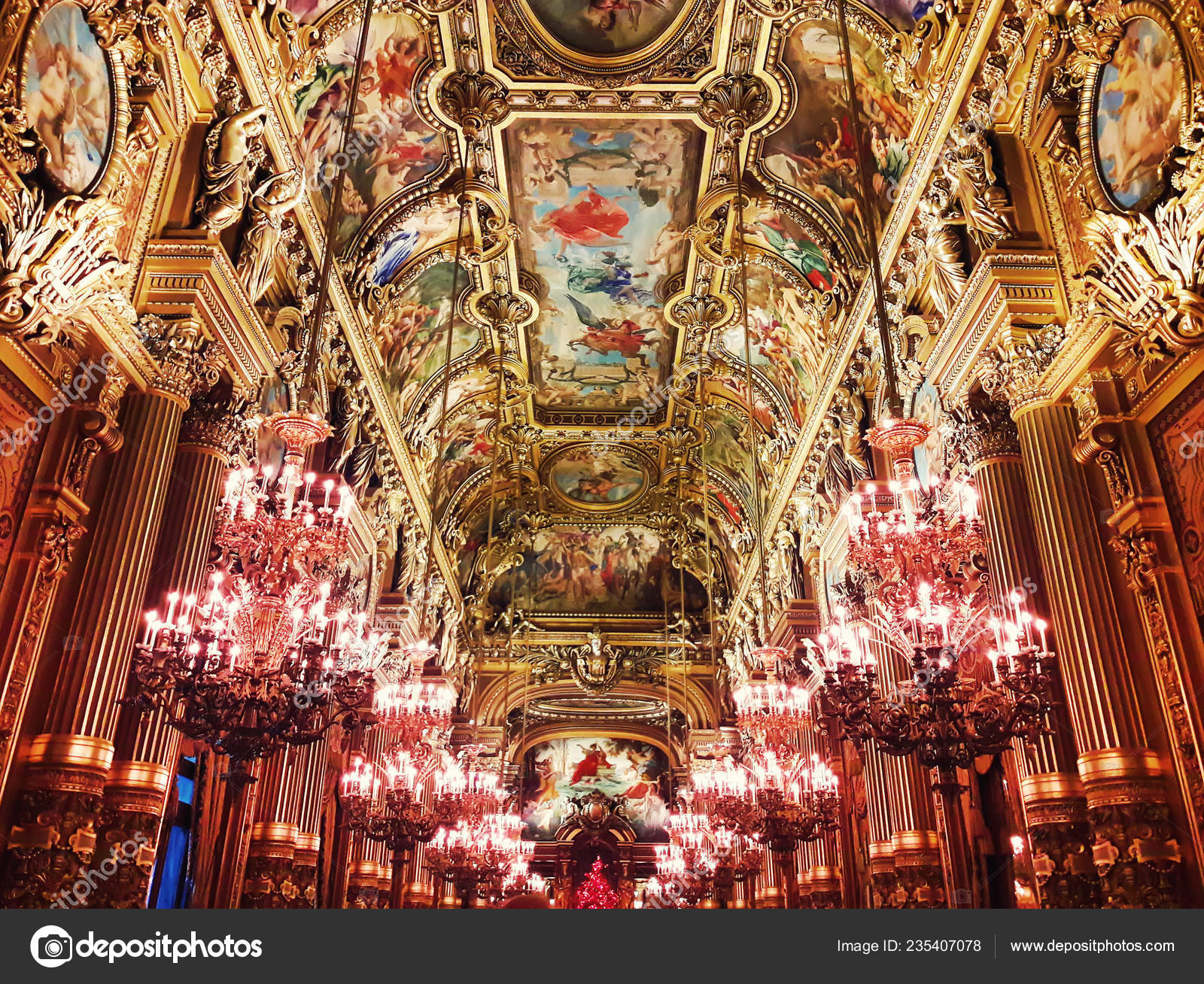 Interior Opera Garnier Palace Golden Painted Ceiling Lot