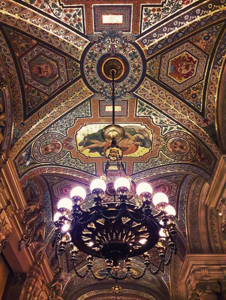 Breathtaking Geschilderd Plafond Binnen Opera Garnier Paleis Parijs Frankrijk Een — Stockfoto