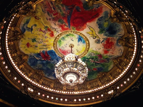 Hermoso Techo Pintado Dentro Del Auditorio Palais Opera Garnier Originalmente — Foto de Stock