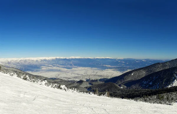 Stok Narciarski Panorama Gór Zima Alpine Ski Resort Bansko Bułgaria — Zdjęcie stockowe