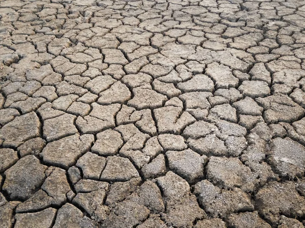 Ξηρό και σπασμένο πηλό κατά τη διάρκεια της περιόδου ξηρασίας, έννοια της — Φωτογραφία Αρχείου