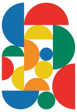 Duvar sanatı Bauhaus yarı daire kalın renkli