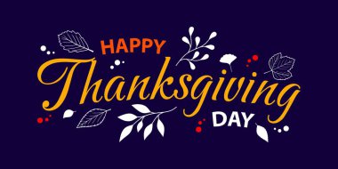 Sonbahar elementi ile Şükran Günü geçmişiniz kutlu olsun. Pankart, poster ve tebrik kartı için yaratıcı dekorasyon tasarımı. Vektör illüstrasyonu