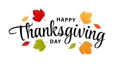 Mutlu şükran günü el yazması mektup dizaynları. Şükran Günü yazı şablonu. Vektör illüstrasyonu