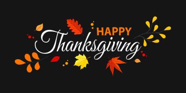 Sonbahar elementi ile Şükran Günü geçmişiniz kutlu olsun. Pankart, poster ve tebrik kartı için yaratıcı dekorasyon tasarımı. Vektör illüstrasyonu