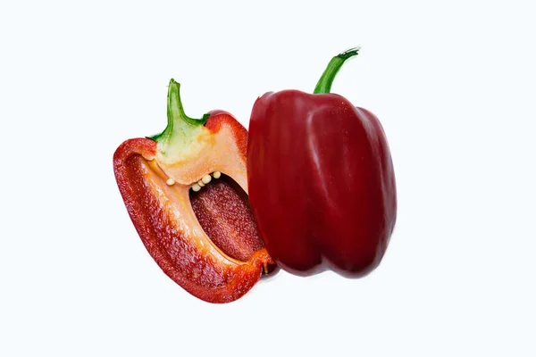 Skivor Peppar Isolerade Grönsaker Vit Bakgrund Peppar — Stockfoto