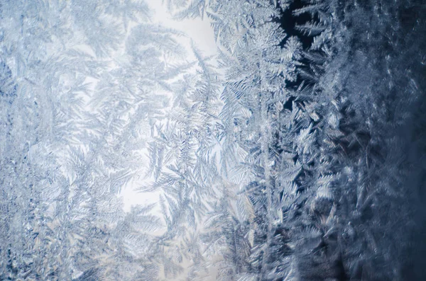 Weihnachten Hintergrund Frostige Muster Fenster Nahaufnahme — Stockfoto