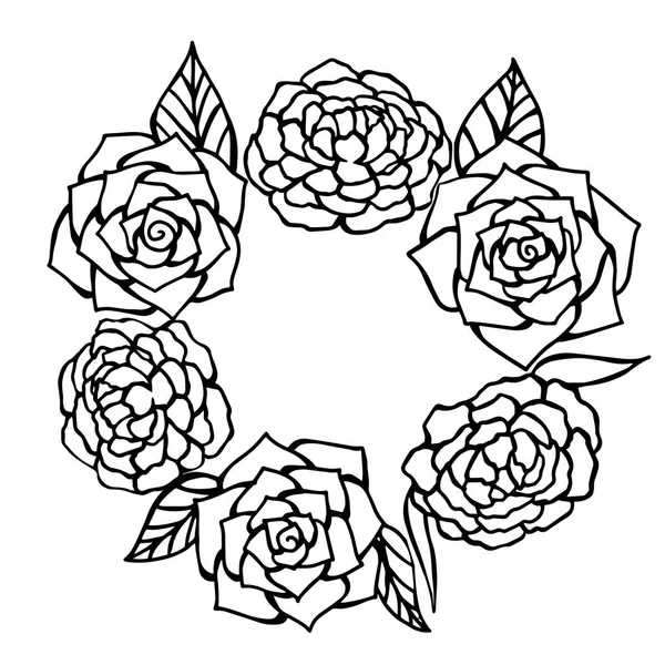 Cadre rond vectoriel de roses. illustration de stock — Image vectorielle