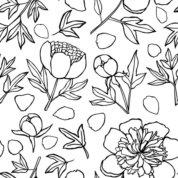 Çiçek desenli arka plan sorunsuz peonies ile