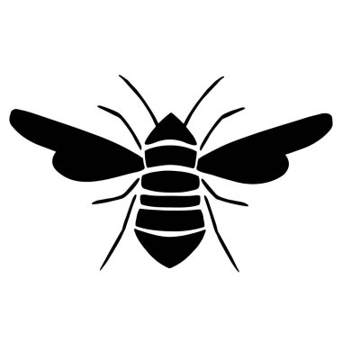 Logo arı. Siyah ve beyaz arı simgesi. Vektör çizim. Stilize böcek.