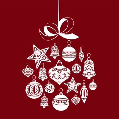 Noel top, kroki çizim tasarım, tebrik kartı, Noel simgeler için