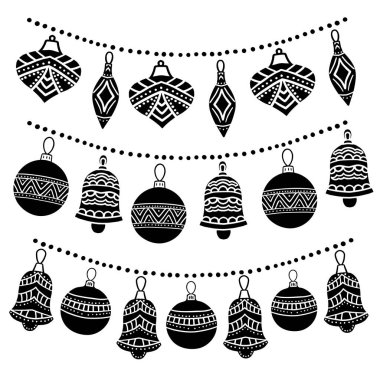 Noel çelenk, kroki çizim tasarım, tebrik kartı, Noel simgeler için